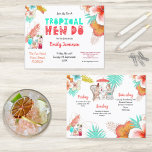 Orçamento Fim De Semana Tropical Hen Do Invent<br><div class="desc">Um preço orçamentário menor, alternativo de papel de 4, 5" x 5, 6". Os envelopes são um extra opcional. Este design com uma mistura de coquetéis, flores, folhas e meninas se divertindo, para que seus amigos saibam exatamente que excelente tempo esperar do final de semana da sua praia tropical Hen...</div>