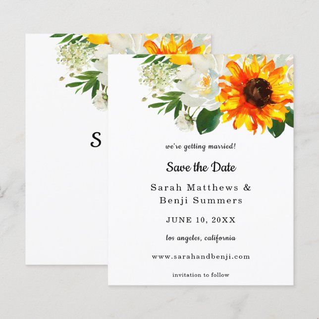 Orçamento Flor de Girassol Branca & Floral Branco  (Frente/Verso)