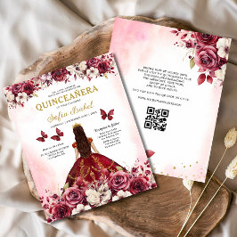 Orçamento Floral Burgundy Código QR Quinceanera