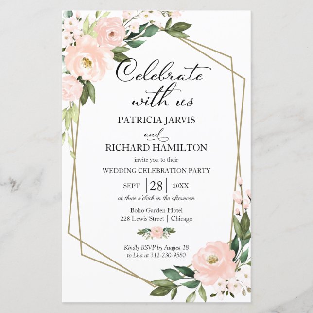 Orçamento Floral Casual Convite de Casamento 5.5x8 (Frente)
