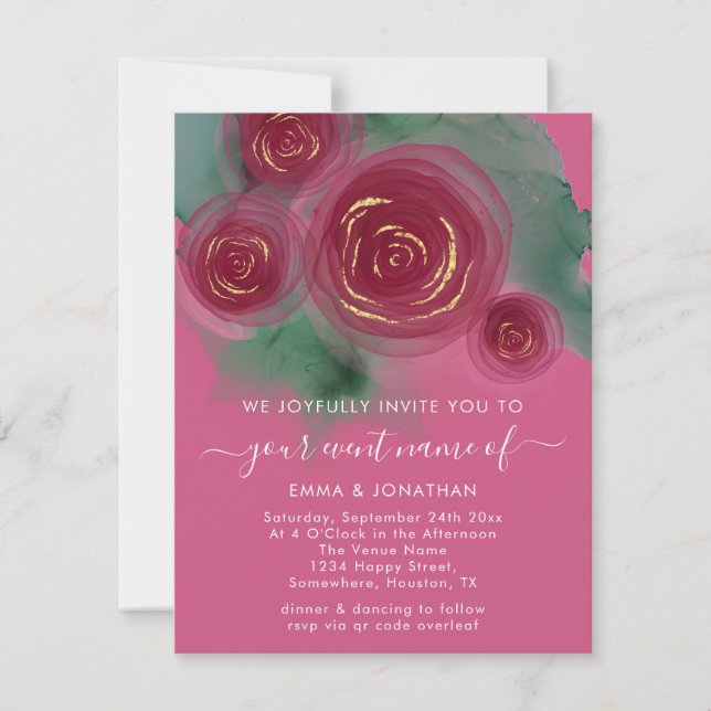 Orçamento Floral Código QR Rosa Dourado Marsala Ro (Frente)