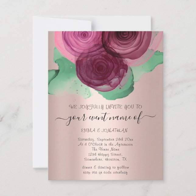 Orçamento Floral Código QR Rosa Verde Marsala (Frente)