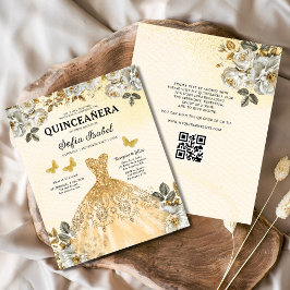 Orçamento Floral Dourado Código QR Princesa Quince