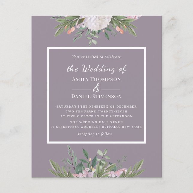 Orçamento Floral Dusty Lavander Wedding Flyer (Frente)