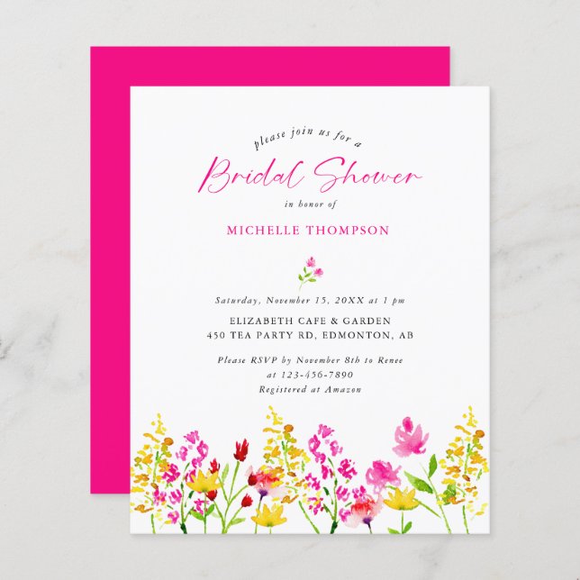 Orçamento Floral Elegante Chá de panela de Flor Se (Frente/Verso)