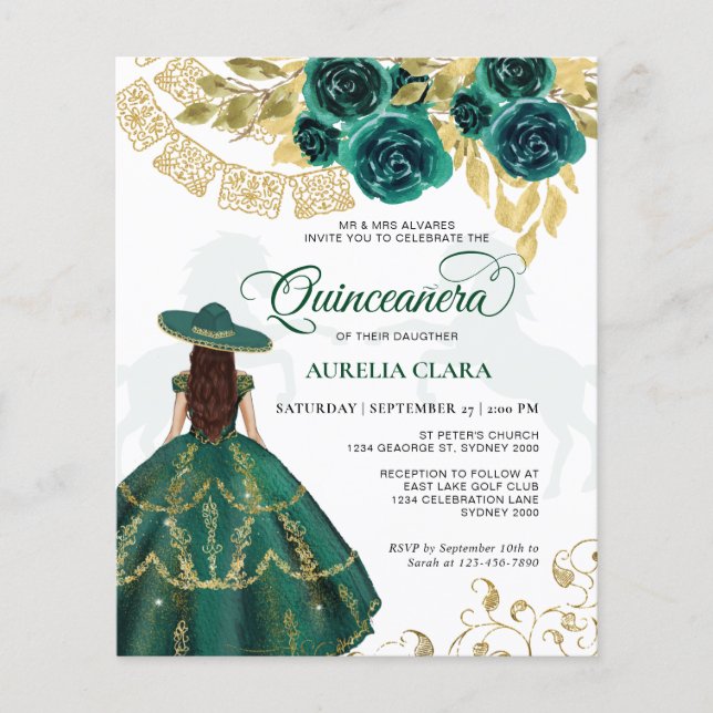 Orçamento Floral Emerald Green Horse Quinceañera (Frente)