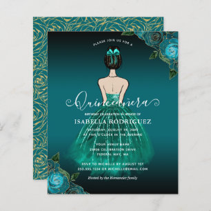 Orçamento Floral Princesa Teal Dourada Quinceañera
