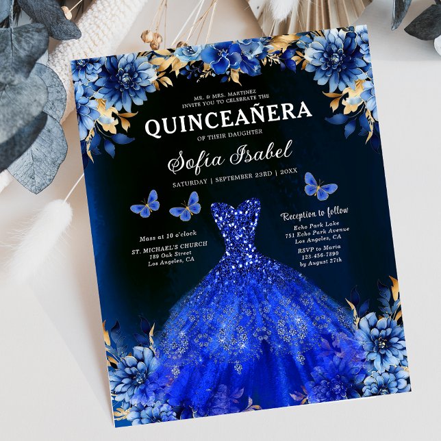 Orçamento Floral Real Princesa Azul Quinceanera (Criador carregado)