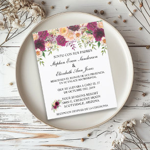 Orçamento Floral Rosa Borgonha Casamento Espanhol
