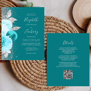 Orçamento Floral Turquesa Prata Código QR Casament