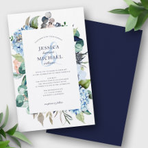 Orçamento Floral Verde Azul Convite para Casamento