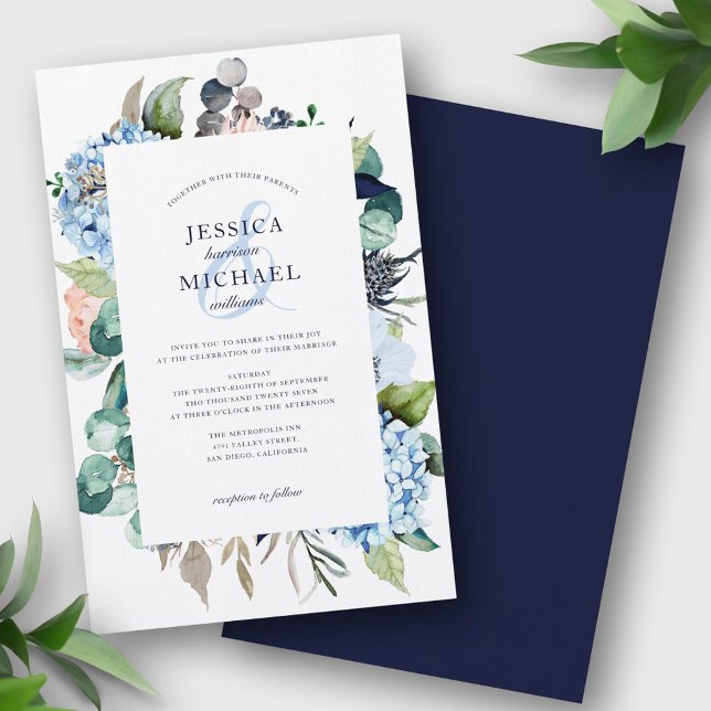 Orçamento Floral Verde Azul Convite para Casamento (Criador carregado)