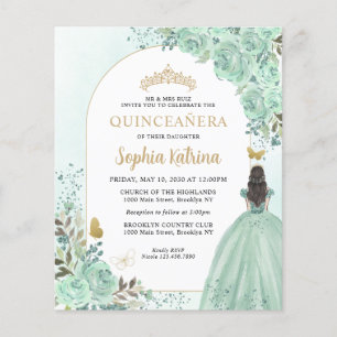 Orçamento Floral Verde Dourada Princesa Chic Quinc