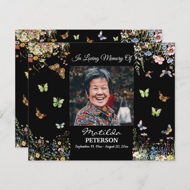 Orçamento Flores Selvagens Borboletas Convite Fune (Frente/Verso)