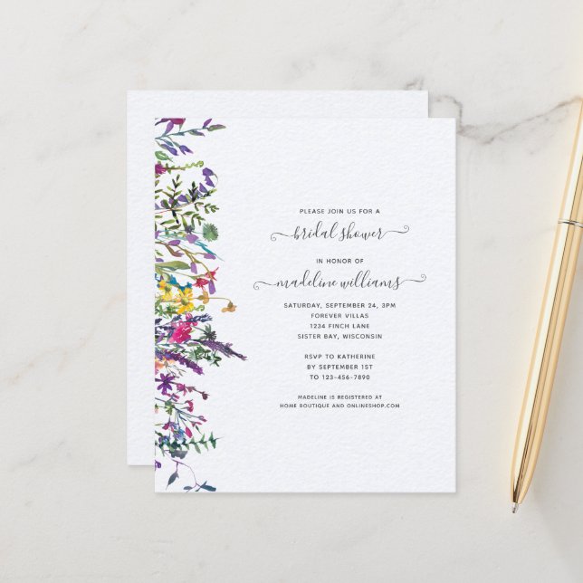 ORÇAMENTO Flores Selvagens Chá de panela Floral (Frente/Verso In Situ)