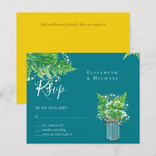 ORÇAMENTO Folhas de samambaia de RSVP de greenery  (Frente/Verso)