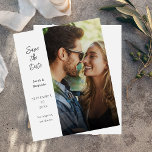 Orçamento Foto e Lado Moderno Salvar Data - Branco<br><div class="desc">** SATIN PAPER É PAPEL FINO. ATUALIZE O PAPEL PARA OBTER UM PAPEL MAIS ESPESADO. TEM UMA OPÇÃO PARA ENVELOPES. *** Economize dinheiro em convites com este convite menor que tem uma opção para envelopes. Prepare seus convidados para o maravilhoso casamento com sua Foto Moderna e Lado Salve a Data...</div>