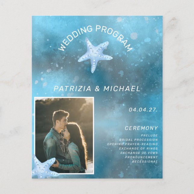 Orçamento Foto Mar Azul Casamento de Verão Program (Frente)