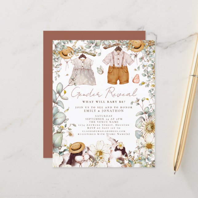 Orçamento Gênero Revelar Convite para Chá de frald (Frente/Verso In Situ)