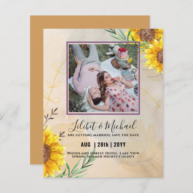 ORÇAMENTO Girassóis FOTO Salvar planos de data de  (Frente/Verso)