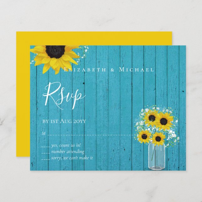 ORÇAMENTO Girassóis Rústicos RSVP Casamento (Frente/Verso)