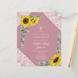 Orçamento Girassol Rosa Renda Primeira Comunhão
