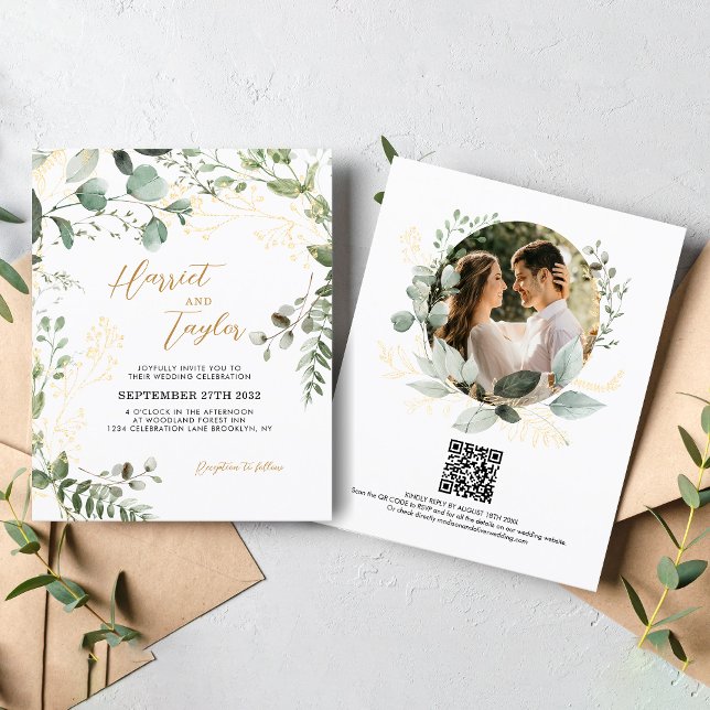 Orçamento Gold Eucalyptus Código QR Foto Casamento (Criador carregado)