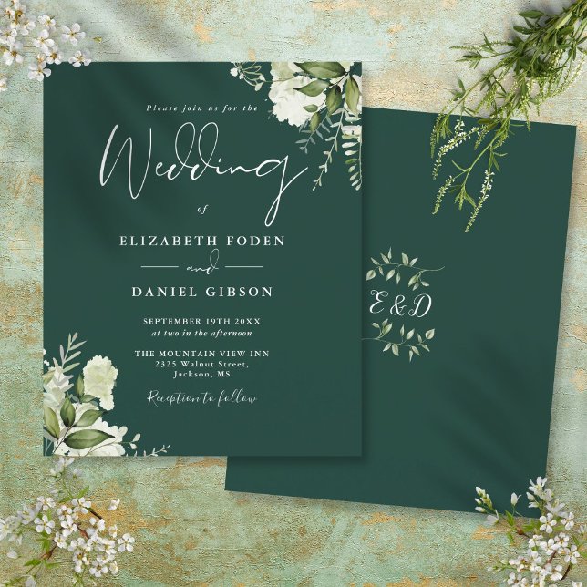 Orçamento Greenery Floral Emerald Wedding Convite (Budget Greenery Floral Emerald Wedding Invitation)