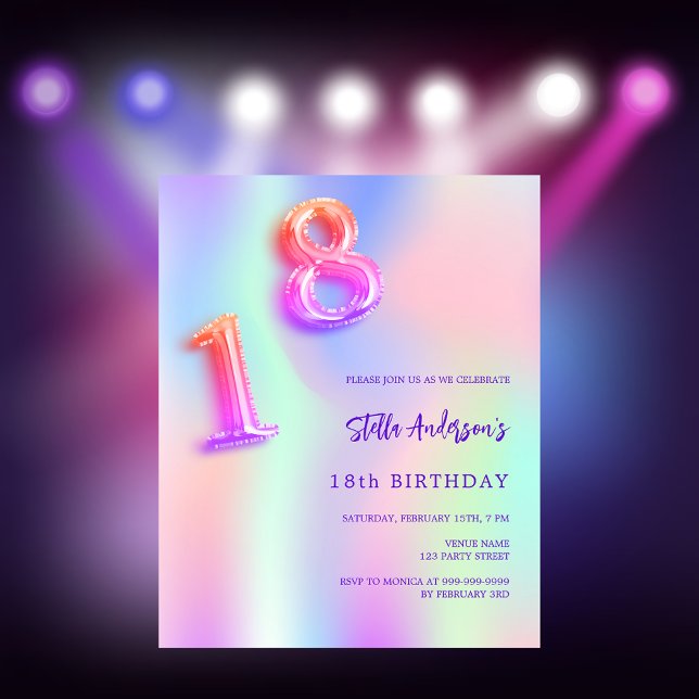 Orçamento Holográfico de 18 anos, roxo e rosa (Criador carregado)