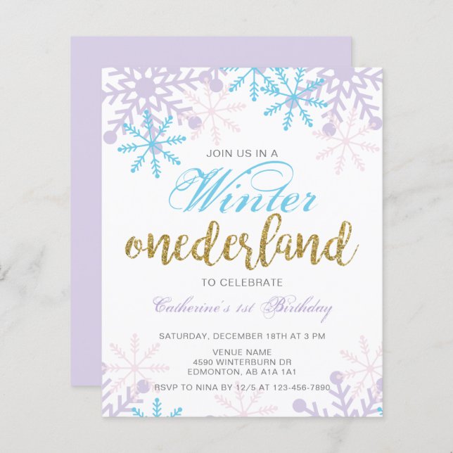 Orçamento inverno Onederland primeiro aniversario  (Frente/Verso)