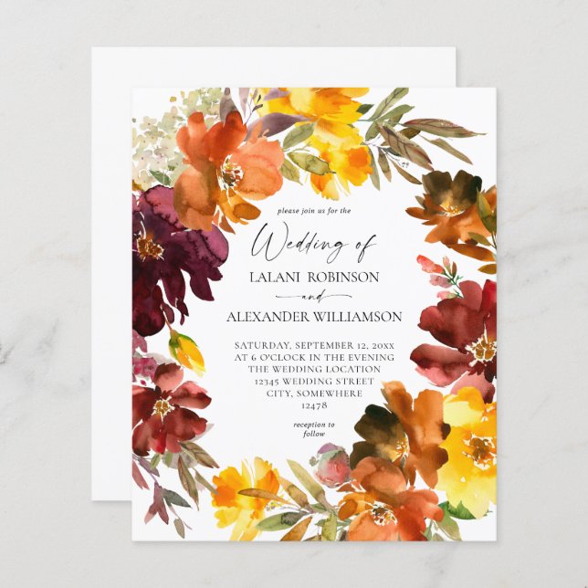 Orçamento Laranja e Amarelo Dourado para Casamento (Frente/Verso)