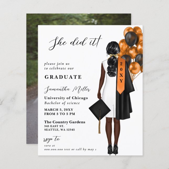 Orçamento Laranja Foto Que Ela Fez Graduação (Frente/Verso)