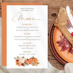 Orçamento Laranja Pumpkins Queda Floral Menu Casam