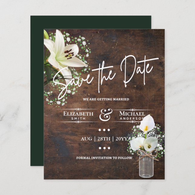 Orçamento LeahG Salvar Data Cala Lillies (Frente/Verso)