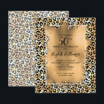 Orçamento Leopard 50º Convites de aniversário<br><div class="desc">Pequenos convites de aniversário orçamentários de barato de 4, 5" x 5, 6" apresentam uma elegante impressão leopardo sobreposta com uma folha falsa de ouro e seus detalhes de festa de aniversário em letra chic para QUALQUER aniversário da IDADE. Estes convites para o aniversário são impressos em papel semisbrilhante de...</div>