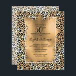 Orçamento Leopard 50º Convites de aniversário<br><div class="desc">Pequenos convites de aniversário orçamentários de barato de 4, 5" x 5, 6" apresentam uma elegante impressão leopardo sobreposta com uma folha falsa de ouro e seus detalhes de festa de aniversário em letra chic para QUALQUER aniversário da IDADE. Estes convites para o aniversário são impressos em papel semisbrilhante de...</div>