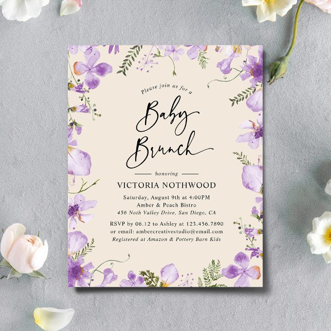 Orçamento Lilac Rustic Floral Baby Brunch Convite (Criador carregado)