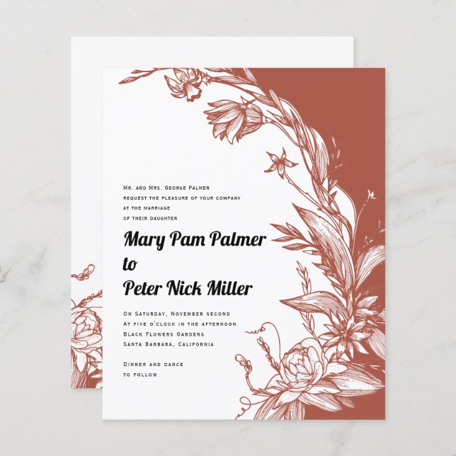 ORÇAMENTO Linha de arte floral de terracota para c (Frente/Verso)