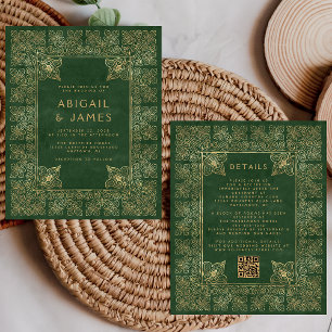 Orçamento Livro Vintage Verde Dourado Código QR Ca