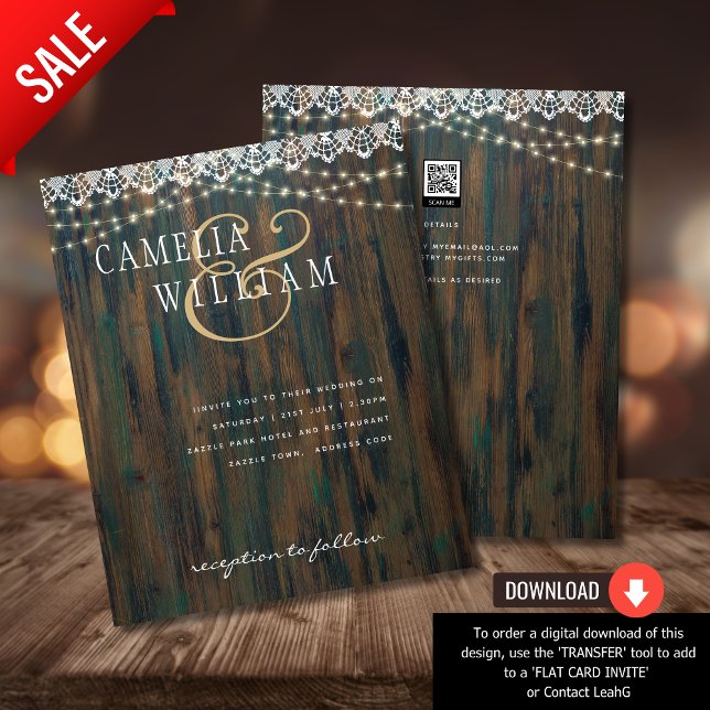 ORÇAMENTO MADEIRA RUSTICA LUZ Convite de casamento (Criador carregado)
