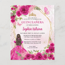 Orçamento Magenta Dourada Princesa Floral Quinceañ