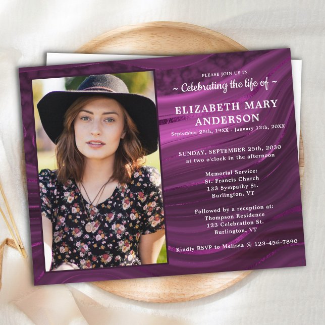 Orçamento Marble Purple Memorial Convite Funeral (Criador carregado)