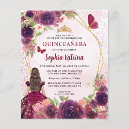 Orçamento Maroon Red Dourado Princesa Floral Quinc