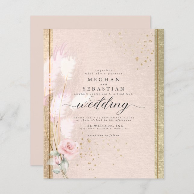 Orçamento, mas belo luxo Pink Pampas Grama (Frente/Verso)