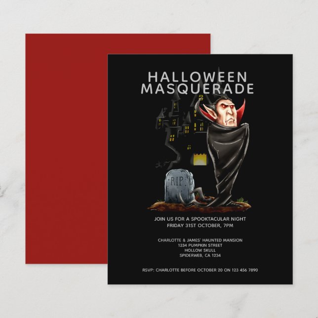 ORÇAMENTO Máscara de Halloween Conde Drácula Túmul (Frente/Verso)