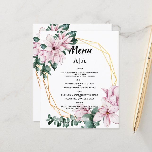 Orçamento/menu de casamento/menu plano. (Frente/Verso In Situ)