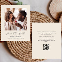 Orçamento Mínimo Foto QR Bege Save the Date