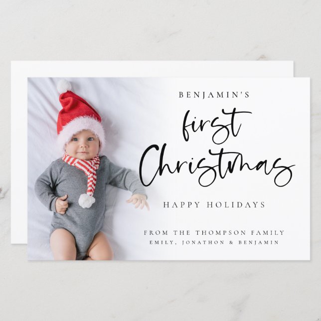 Orçamento Moderno Bebê No Natal No Cartão com foto (Frente/Verso)