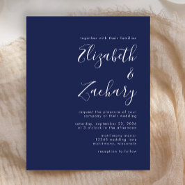Orçamento Moderno Casamento Azul Marinho Script