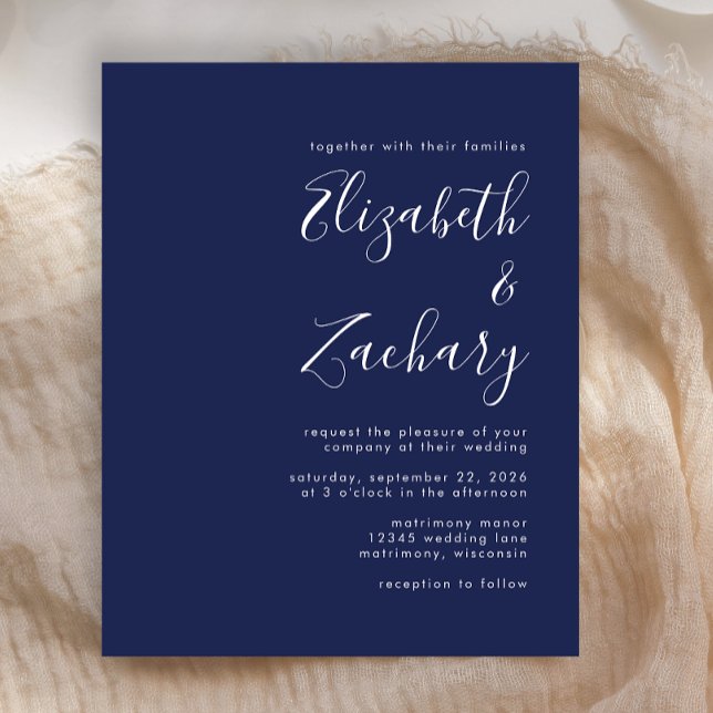 Orçamento Moderno Casamento Azul Marinho Script (Criador carregado)